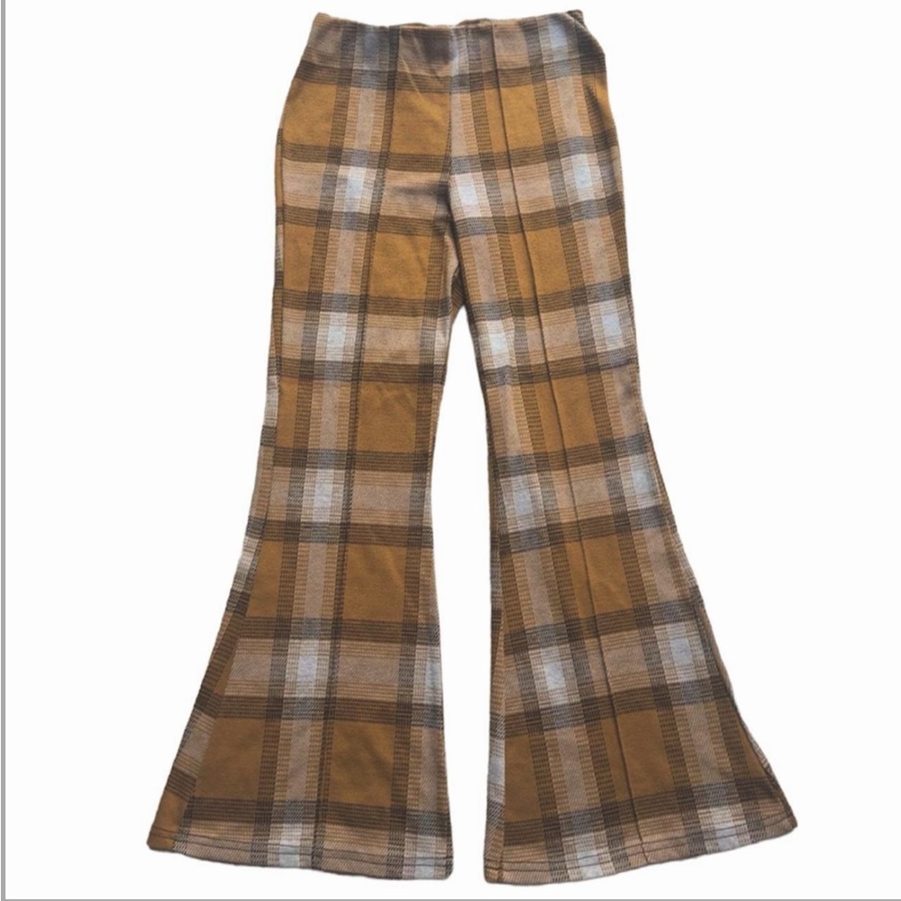 Forever 21 Yellow Plaid Flare Pants